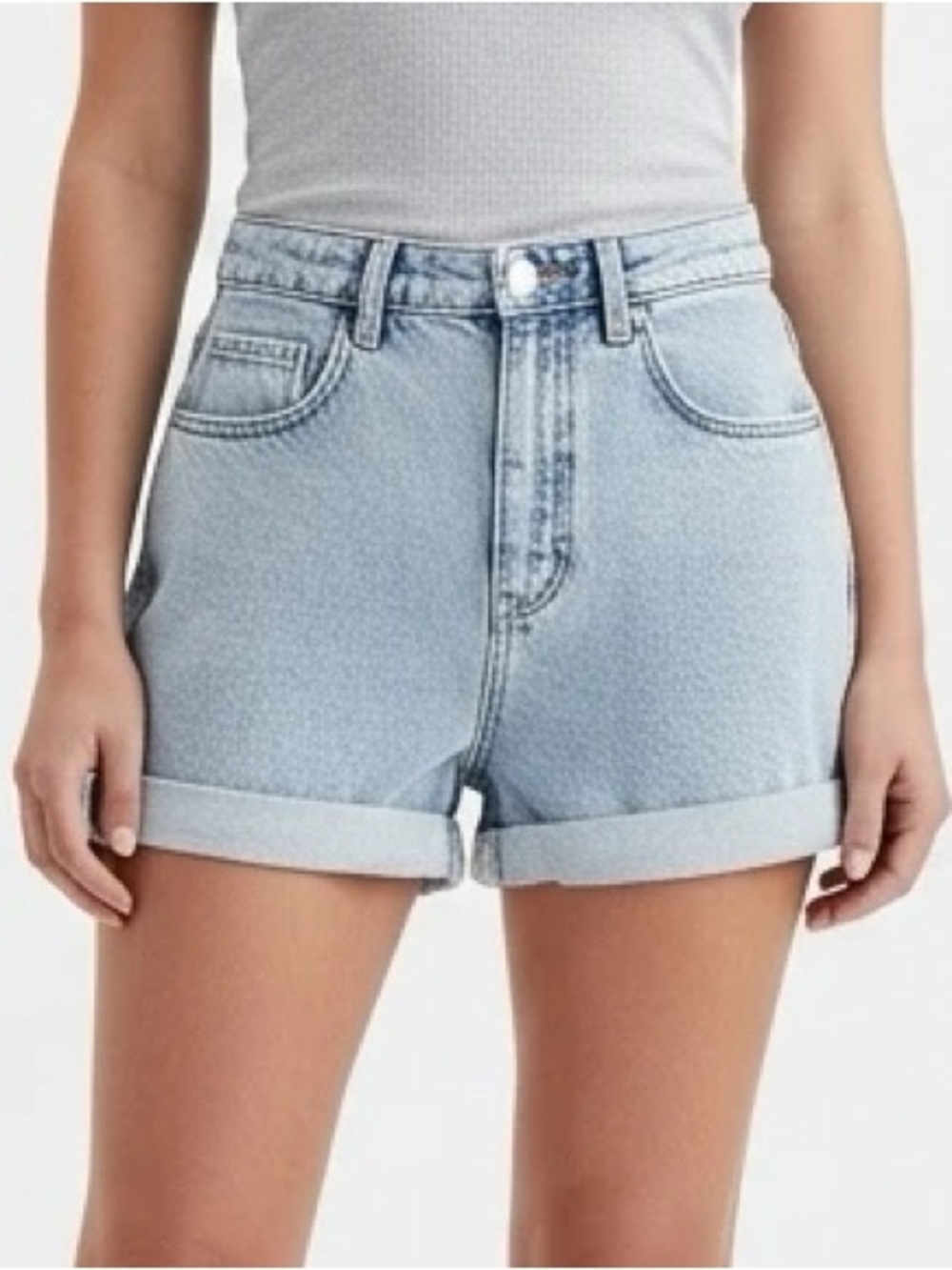 Cotton On High Rise Cuffed Denim Shorts
